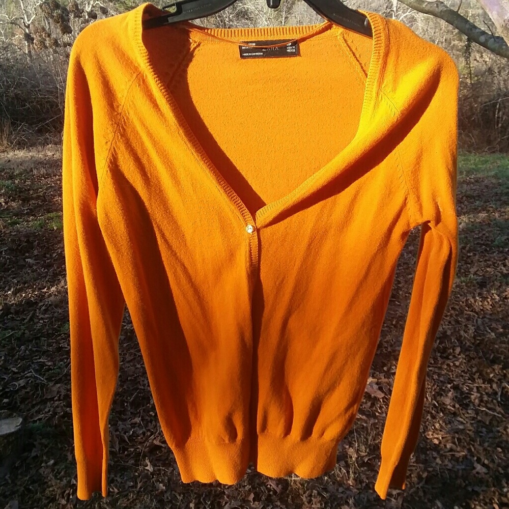 ZARA Mustard Yellow button up classic cardigan